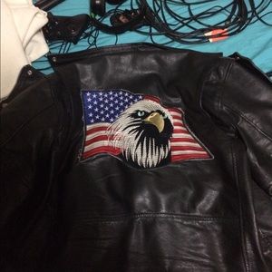 Leather jacket with eagle on the back